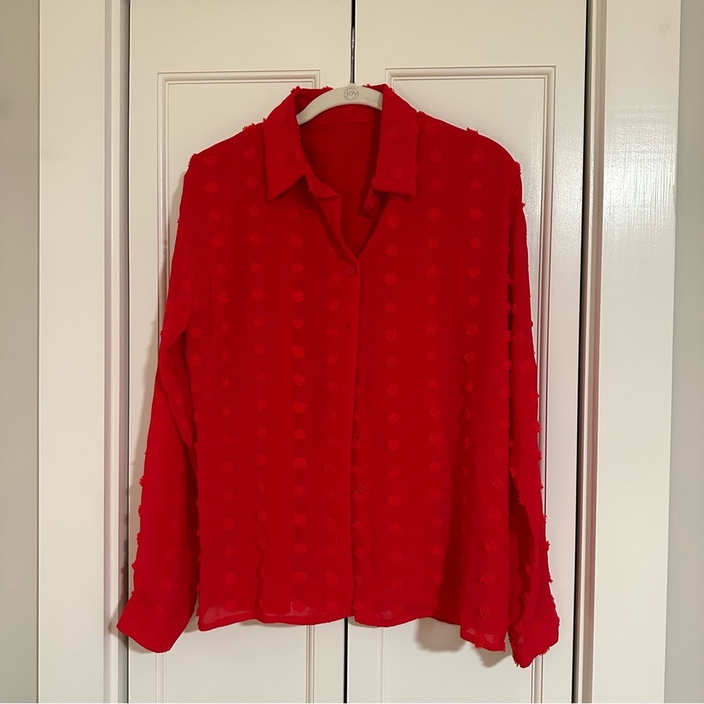 Amazon women’s button up pink blouse size small